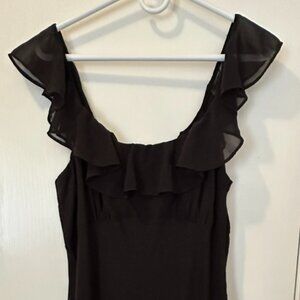 Abercrombie Scoop Neck Black Ruffle Mini Dress Size L
